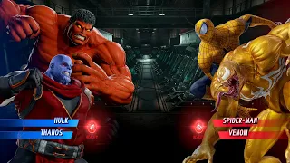 Hulk & Thanos vs Spiderman & Venom (Hardest AI) - Marvel vs Capcom: Infinite