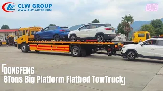 Multifuctional Dongfeng 6.8 meters Length Big Platform 8Tons Flatbed Towing Road Recovery Truck