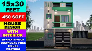 15x30 New House Design 3D || 15x30 House Plan || 50 Gaj Ghar Ka Naksha || Small House Design No-78