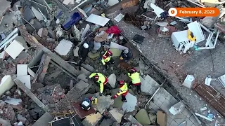 Drone view of earthquake-hit Kirikhan in Turkey