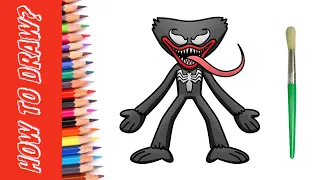 Drawing and Coloring a Huggy Wuggy Venom  | How To Draw Poppy PlayTime?