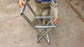 Great idea from a craftsman to make a smart folding chair / Diy smart folding metal chair