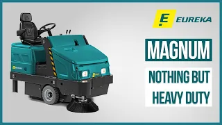 Man on Board Sweeper Eureka Magnum, with hydraulic dumping | Industrial Floor Cleaning Machine