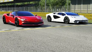 Ferrari SF90 Stradale 2021 vs Lamborghini Countach LPI 800-4 2022 at Monza Full Course