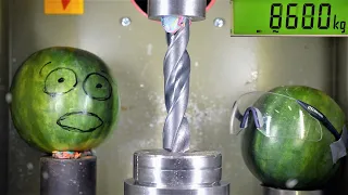 How DANGEROUS Are Exploding Drill Bits? Hydraulic Press Test!