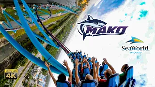 Mako Roller Coaster On Ride Front, Middle and Back Seat 4K POV SeaWorld Orlando 2021 11 20