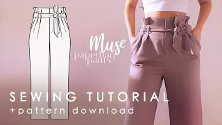 Paperbag Style Pants Sewing Tutorial + Pattern Download |Muse Paperbag Pants|