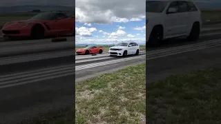 JEEP TRACKHAWK VS CORVETTE Z06…SOMEONE GOT GAPPED BAD 😬😬😬