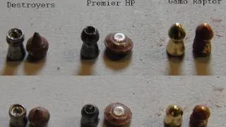 Airgun pellet expansion test in clay, Crosman Premier HP, Destroyer, Gamo Raptor. RWS34