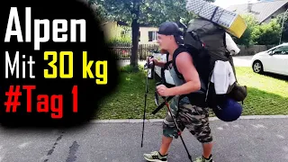 Mit 30 kg zu Fuß über die Alpen (Tag 1/5): Garmisch-Partenkirchen - Kochelberg (4 km)