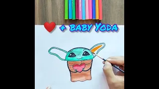 Baby Yoda With Heart #shorts #drawingshorts #babyyoda