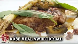 How To Make | Marcus Wareing's Rose Veal Sweetbread with Baby Leeks and Goat's Curd | MasterChef UK