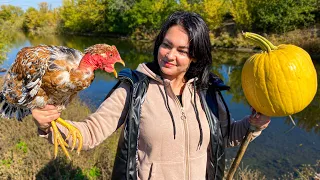 Juicy Chicken in Pumpkin with vegetables! A Simple Recipe For Halloween