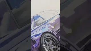 Realistic Sport Car Drawing -  | Nissan R32 skyline | #shorts #art #viral