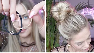 TRYING VIRAL TIKTOK MESSY BUN | ОБЪЕМНЫЙ ПУЧОК ИЗ 2-Х РЕЗИНОК БЕЗ НАЧЕСА!