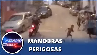 Motoqueiro causa acidente e quase atropela criança durante fuga