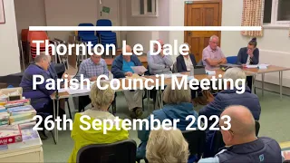 Thornton Le Dale Parish Council Meeting 26th Sept 2023