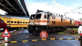 55 HIGH SPEED TRAINS CROSSING RAILROAD CROSSINGS | Level Crossing | Indian Railways Trains