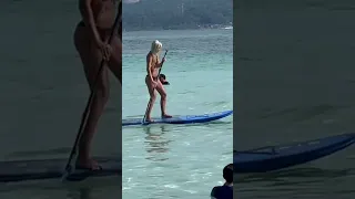 Blonde white girl on a paddleboard #boracay #beach #boracayisland #philippines #boracaybeach #vlog