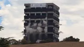 Implosion of Warren Hall at Cal State East Bay in Hayward, CA August 17- 2013 T3i