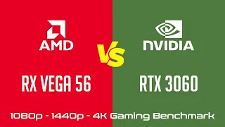 AMD Radeon RX Vega 56 vs nVidia GeForce RTX 3060 - Gaming Benchmark (1080p, 1440p, 4K)