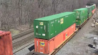 A Short NS Intermodal Train 21E & A Long Stack Train 20Q at Cassandra