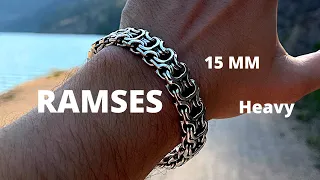 Heavy Sterling Silver Ramses bracelet (15 mm) | dynamisjewelry.com