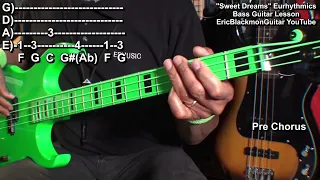 SWEET DREAMS The Eurythmics EASY Bass Guitar LESSON Everyone Can Play@ericblackmonmusicbass9175