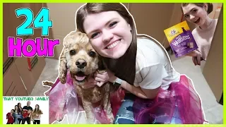 24 Hours In Box Fort Dog Mansion🐶🏠 / That YouTub3 Family