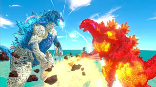 Team Ice + Ice Thermo Godzilla VS Fire Burning Godzilla + Team Fire - Animal Revolt Battle Simulator