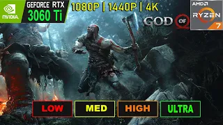 GOD OF WAR | RTX 3060 Ti Benchmark | 1080P | 1440P | 4K | DLSS