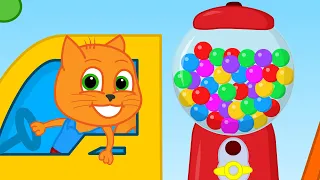 Família de Gatos - Máquina De Chicletes Em Um Caminhão Basculante Desenho Infantil em Português