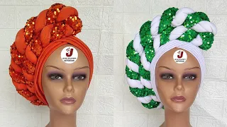 V-shaped Pleated Turban Cap with side Twisted Design