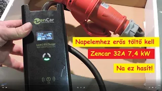 1834.  Napelem 🌞maximális kihasználás, 1 fázisú, 32 A töltővel.⚡ Hasít mint állat. Zencar 7,4 kWh.