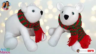 🔴Cómo Hacer OSO POLAR NAVIDEÑO, Tutorial COMPLETO con Arte en Tus Manos 🐻‍❄️