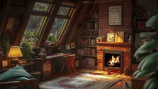 Cozy Attic Ambience | Relaxing Rain and Crackling Fireplace Sounds for Ultimate Comfort & Relaxation