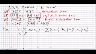 Linear Algebra 59, Matrix Multiplication, Properties and proof of Scalar Multiplication