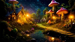 Enchanted Mushroom Village Forest 🍄 Healing Nature Sounds, Magical Flute | Sleep, Dreamy, Relaxation