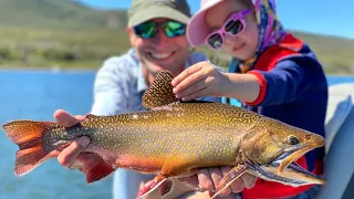 Fly Fishing in Patagonia: Wife and Daughter Catching Huge Brook Trout