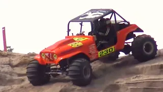 Exciting competition on steep dusty hills, off road formula