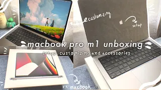 macbook pro 14'' 2021 m1 unboxing (space gray, 512gb) 🍎 + aesthetic customizing + accessories