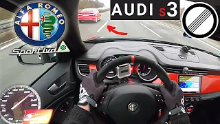 Alfa Romeo Giulietta Sportiva 1.4 MultiAir Acceleration Top Speed Drive on Autobahn POV