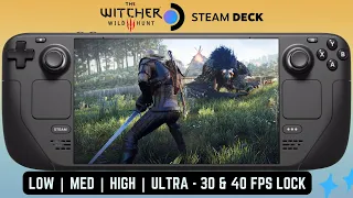 The Witcher 3 Steam Deck (64GB) Gameplay | All Settings | 30, 40 & 60 FPS