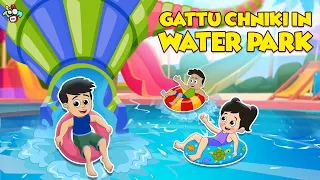 Gattu Chinki went WATERPARK | Biggest Waterslide | Animated Stories | Moral Stories | PunToon Kids