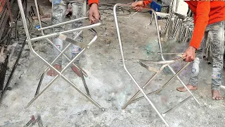 How to make folding chair-Steel fabrication work || stainless steel furniture manufacturing process