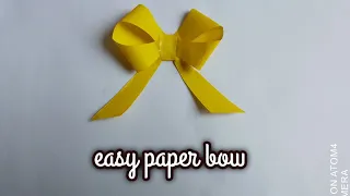 how to make a paper bow.easy paper bow.origami paper bow making.easy paper craft.gift wrapping bow.