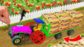 DIY mini tractor heavy trolley stuck in mud with Parle G science project Part 2 @HNDIYCREATIVE