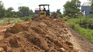 How To Foundation Construction Process With Heavy Bulldozer Pushing Soil & Road Roller Compaction