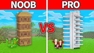 Mikey Family & JJ Family - NOOB vs PRO : Skyscraper House Build Challenge in Minecraft (Maizen)