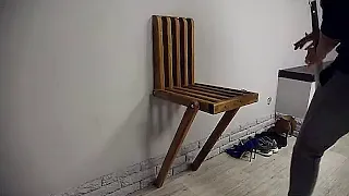 Wall-mounted chair made from wood